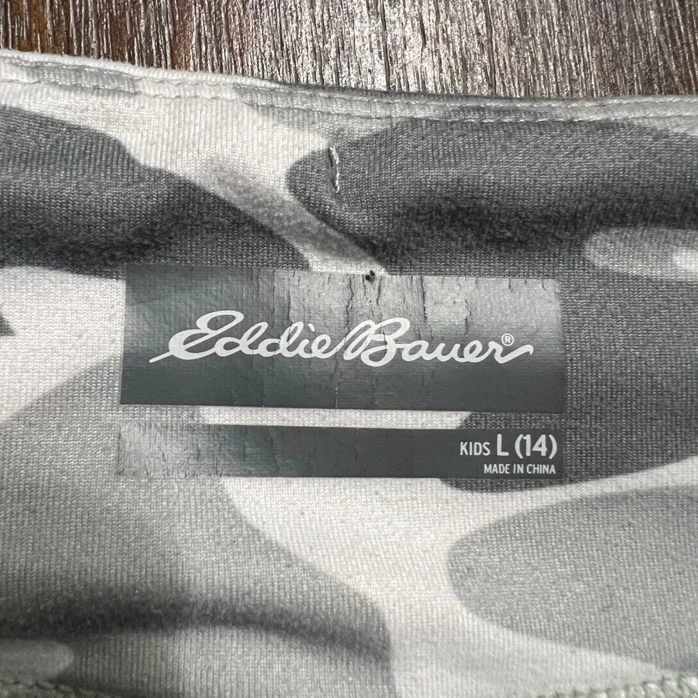 Eddie Bauer Girls Kids Camo Leggings Athletic Pants Size L 14 Pockets Zip Pocket